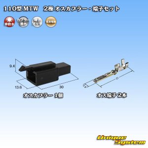 画像: 住友電装 110型 MTW 非防水 2極 オスカプラー・端子セット 黒色