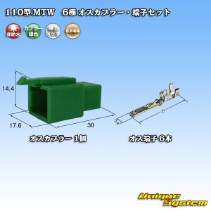 画像: 住友電装 110型 MTW 非防水 6極 オスカプラー・端子セット 緑色