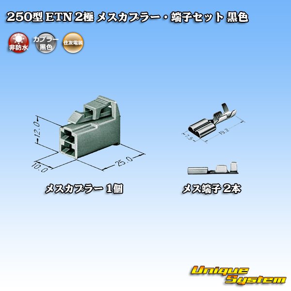 画像4: 住友電装 250型 ETN 非防水 2極 メスカプラー・端子セット タイプ1 黒色 (4)