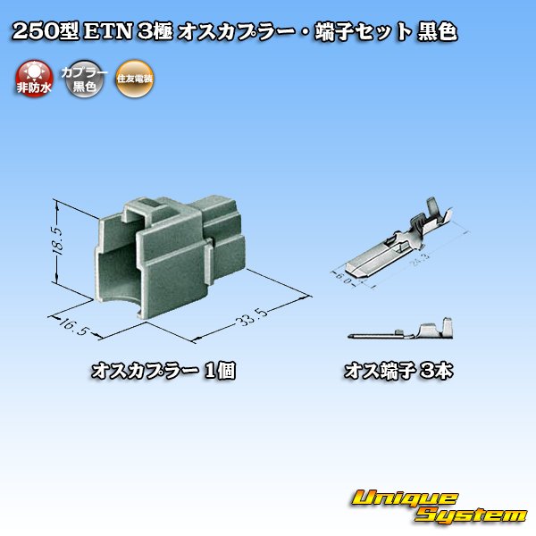 画像4: 住友電装 250型 ETN 非防水 3極 オスカプラー・端子セット 黒色 (4)