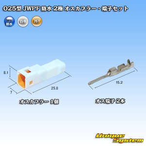 画像: JST 日本圧着端子製造 025型 JWPF 防水 2極 オスカプラー・端子セット (タブハウジング)