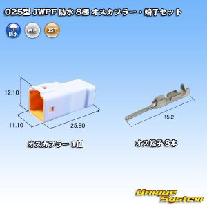 画像: JST 日本圧着端子製造 025型 JWPF 防水 8極 オスカプラー・端子セット (タブハウジング)