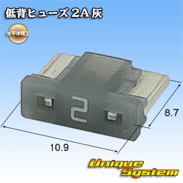 画像1: 太平洋精工 低背ヒューズ 2A 灰色 (1)