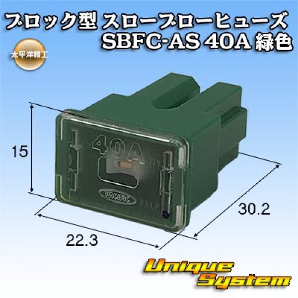 画像1: 太平洋精工 ブロック型 スローブローヒューズ SBFC-AS 40A 緑色 3047 (1)