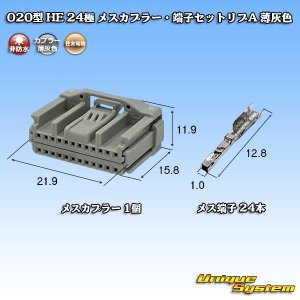 画像: 住友電装 020型 非防水 HE 24極 メスカプラー・端子セット リブA 薄灰色