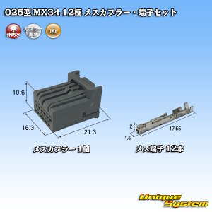 画像: 日本航空電子JAE 025型 MX34 非防水 12極 メスカプラー・端子セット タイプ1