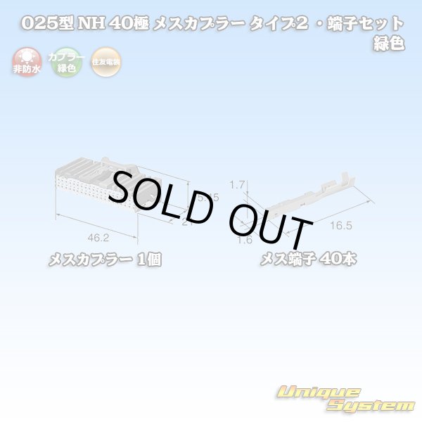画像1: 住友電装 025型 NH 非防水 40極 メスカプラー・端子セット 緑色 (1)