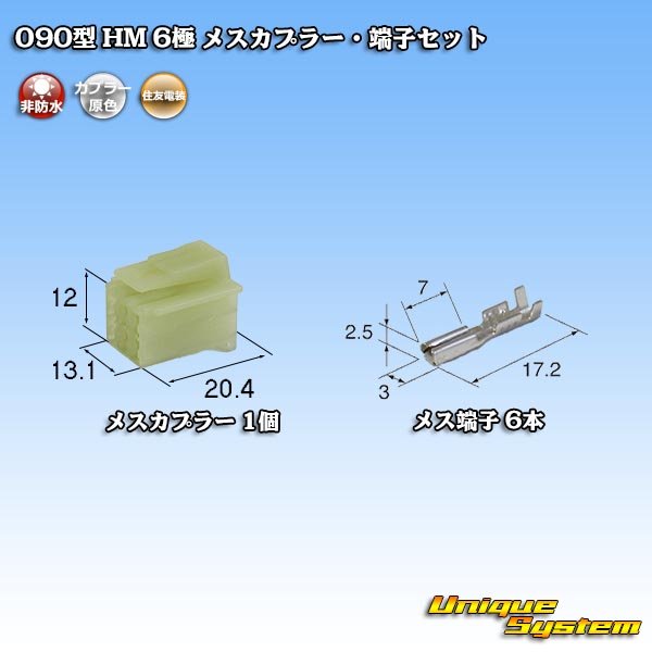 画像1: 住友電装 090型 HM 非防水 6極 メスカプラー・端子セット (1)