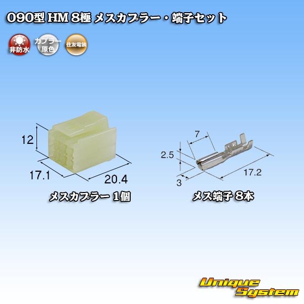 画像1: 住友電装 090型 HM 非防水 8極 メスカプラー・端子セット (1)