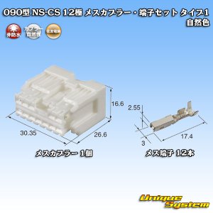 画像: 住友電装 090型 NS-CS 非防水 12極 メスカプラー・端子セット 自然色