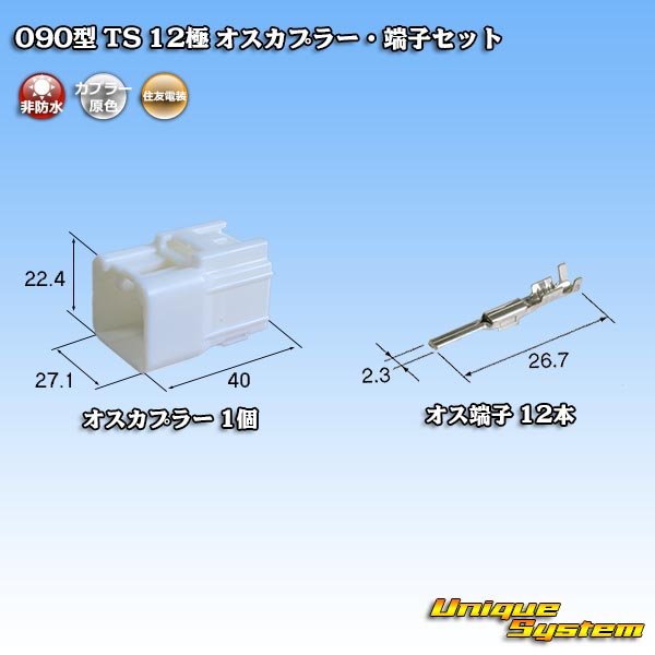 画像1: 住友電装 090型 TS 非防水 12極 オスカプラー・端子セット (1)