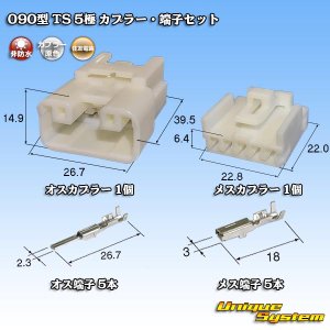 画像: 住友電装 090型 TS 非防水 5極 カプラー・端子セット