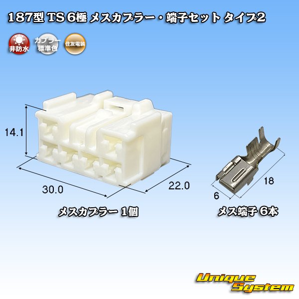 画像1: 住友電装 187型 TS 非防水 6極 メスカプラー・端子セット タイプ2 (1)