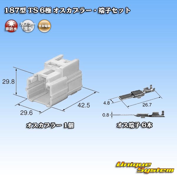 画像5: 住友電装 187型 TS 非防水 6極 オスカプラー・端子セット タイプ1 (5)