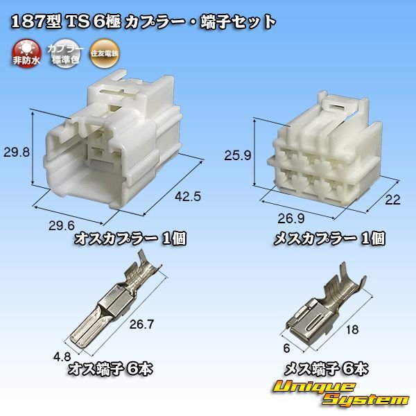 画像1: 住友電装 187型 TS 非防水 6極 カプラー・端子セット タイプ1 (1)