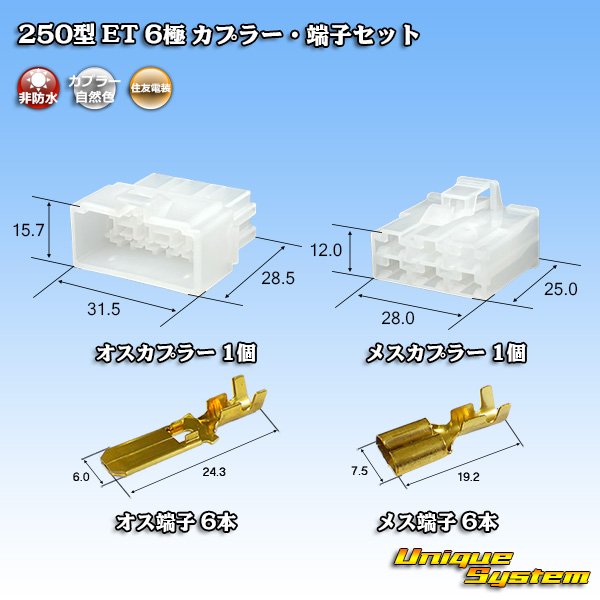 画像1: 住友電装 250型 ET 非防水 6極 カプラー・端子セット (1)