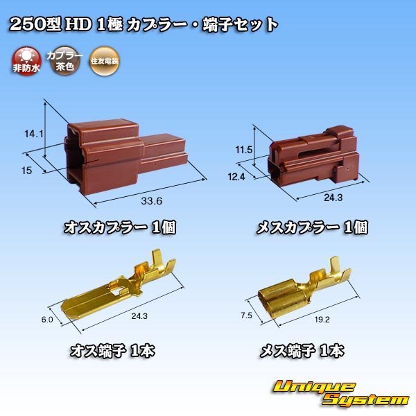 画像1: 住友電装 250型 HD 非防水 1極 カプラー・端子セット (1)