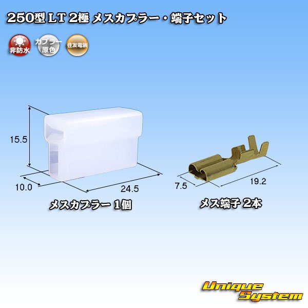 画像1: 住友電装 250型 LT 非防水 2極 メスカプラー・端子セット (1)