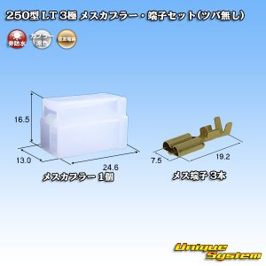 画像: 住友電装 250型 LT 非防水 3極 メスカプラー・端子セット(ツバ無し)