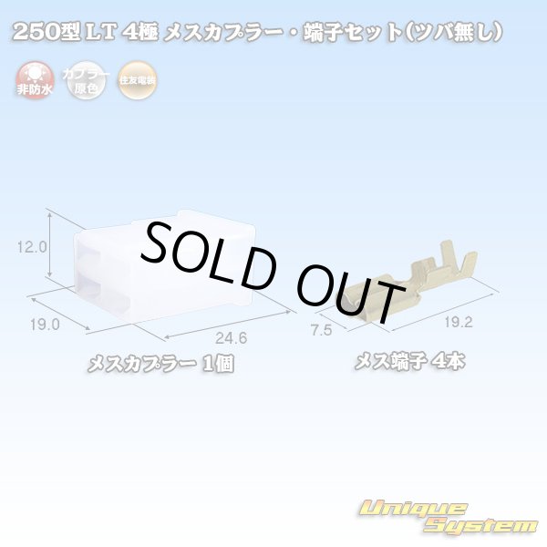 画像1: 住友電装 250型 LT 非防水 4極 メスカプラー・端子セット(ツバ無し) (1)