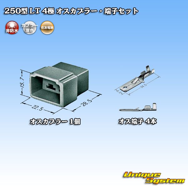 画像4: 住友電装 250型 LT 非防水 4極 オスカプラー・端子セット (4)