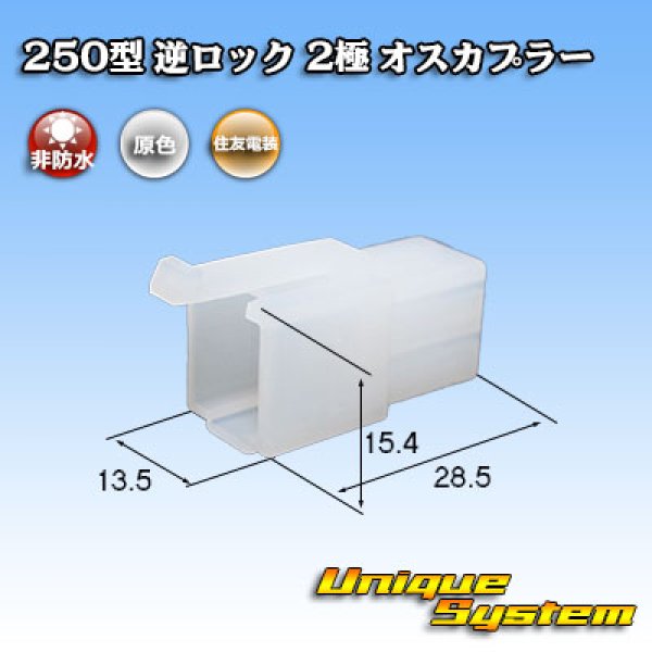 画像1: 住友電装 250型 逆ロック 非防水 2極 オスカプラー (ブラケット無し) (1)