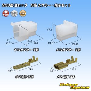 画像: 住友電装 250型 逆ロック 非防水 3極 カプラー・端子セット