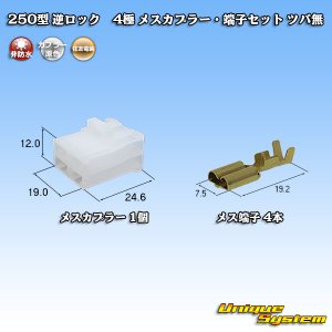 画像: 住友電装 250型 逆ロック 非防水 ツバなし 4極 メスカプラー・端子セット