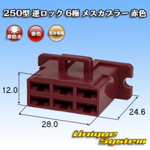 画像: 住友電装 250型 逆ロック 非防水 6極 メスカプラー 赤色