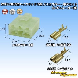 画像: 住友電装 250+305型 ハイブリッド 非防水 5極 メスカプラー・端子セット (250型 3極+305型 2極) (レギュレーター用)