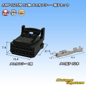 画像: タイコエレクトロニクス AMP 025型I 非防水 12極 メスカプラー・端子セット 黒色