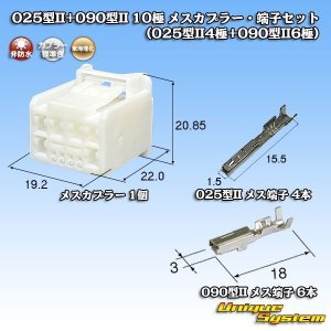 画像: 東海理化 025型II+090型II ハイブリッド 非防水 10極 メスカプラー・端子セット (025型II4極+090型II6極)