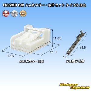 画像: 東海理化 025型II 非防水 6極 メスカプラー・端子セット タイプ5 白色