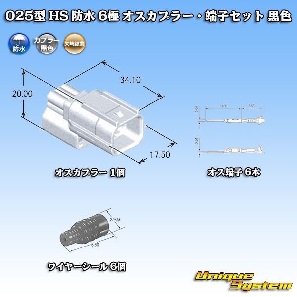 画像4: 矢崎総業 025型 HS 防水 6極 オスカプラー・端子セット タイプ1 黒色 (4)