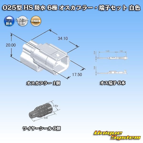 画像7: 矢崎総業 025型 HS 防水 6極 オスカプラー・端子セット タイプ1 白色 (7)