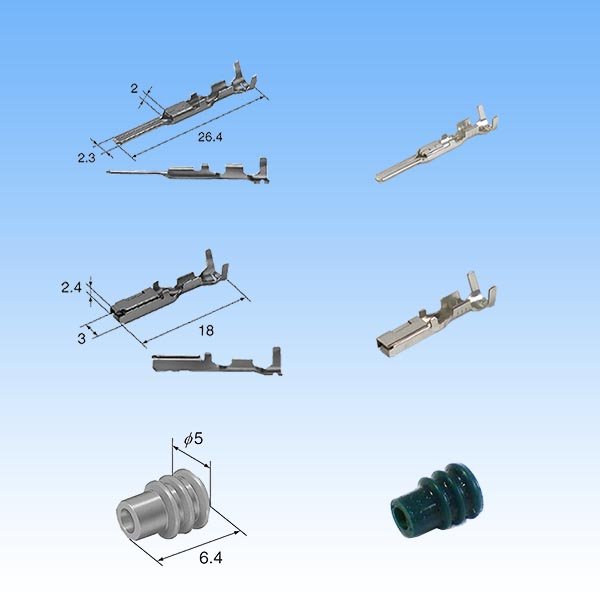 画像4: 090型 HX 防水 2極 カプラー・端子セット タイプ3(オスカプラー非住友製)(インジェクター用) (4)