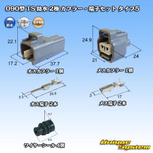 画像: 住友電装 090型 TS 防水 2極 カプラー・端子セット タイプ5