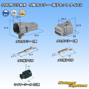 画像: 住友電装 090型 TS 防水 6極 カプラー・端子セット タイプ2