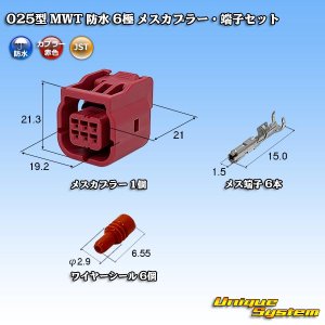 画像: JST 日本圧着端子製造 025型 MWT 二輪OBD用コネクタ規格 防水 6極 メスカプラー・端子セット