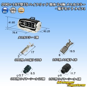 画像: 住友電装 090+187型TS ハイブリッド 防水 24極 メスカプラー・端子セット タイプ1 (090型TS 20極+187型TS 4極)