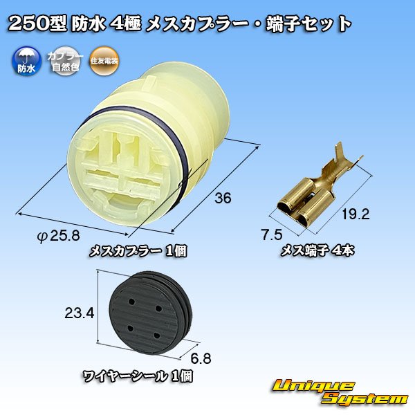 画像1: 住友電装 250型 防水 4極 メスカプラー・端子セット (1)