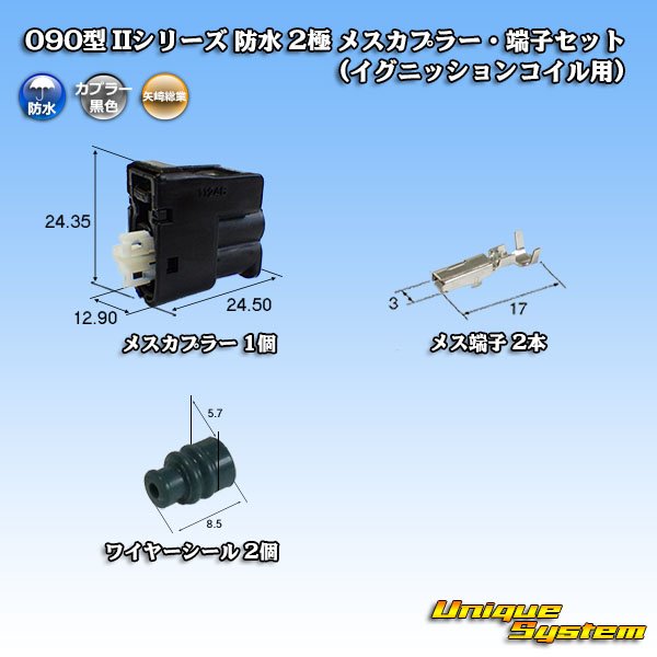 画像1: 矢崎総業 090型II 防水 2極 メスカプラー・端子セット(イグニッションコイル用) (1)