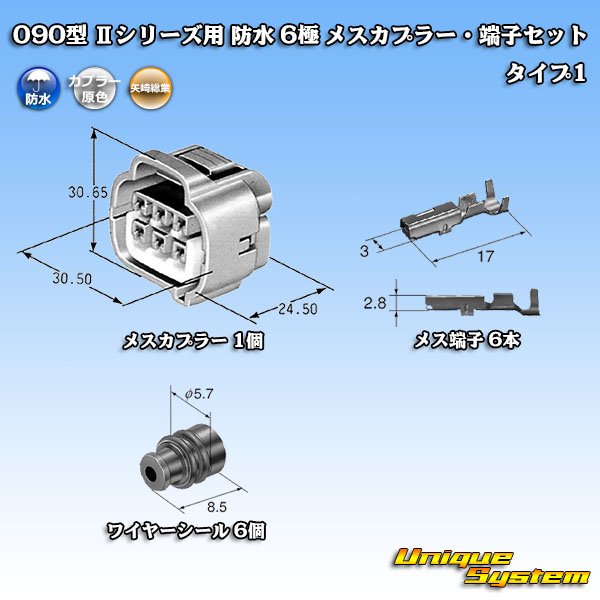 画像6: 矢崎総業 090型II 防水 6極 メスカプラー・端子セット タイプ1 (6)