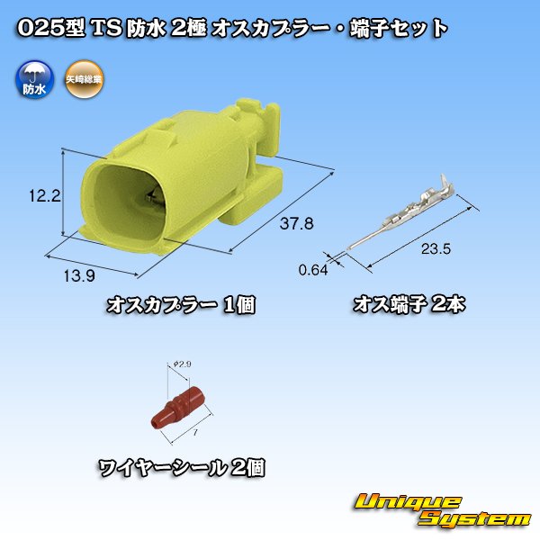 画像1: 矢崎総業 025型II 防水 2極 オスカプラー ・端子セット タイプ1 (1)