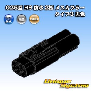 画像: 矢崎総業 025型 HS 防水 2極 メスカプラー タイプ3 黒色