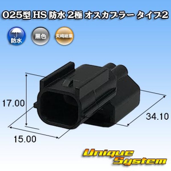 画像1: 矢崎総業 025型 HS 防水 2極 オスカプラー タイプ2 (1)