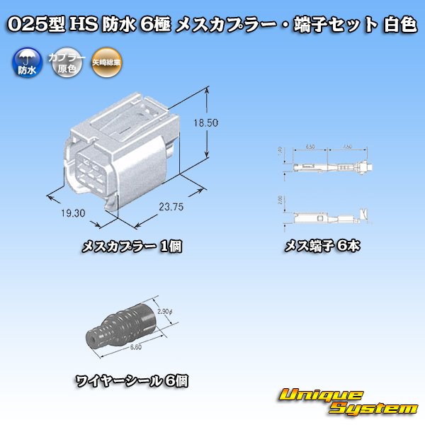 画像6: 矢崎総業 025型 HS 防水 6極 メスカプラー・端子セット タイプ1 白色 (6)