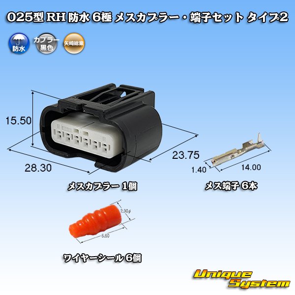 画像1: 矢崎総業 025型 RH 防水 6極 メスカプラー・端子セット タイプ2 (1)