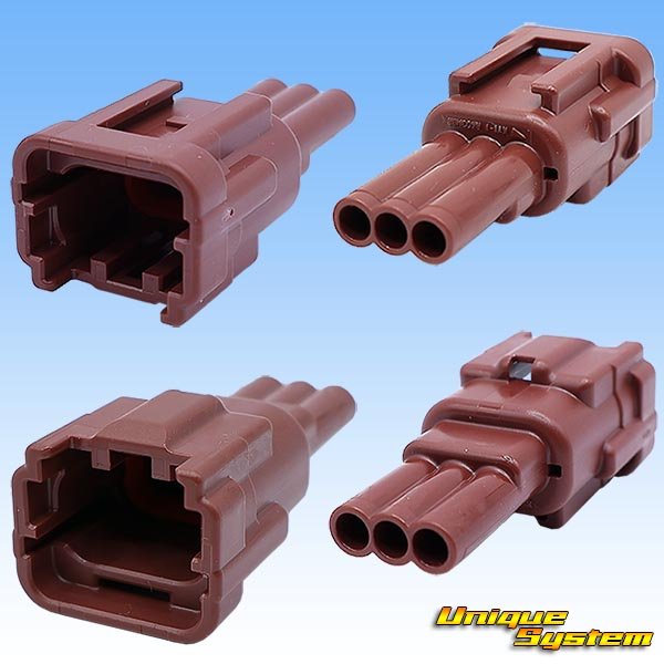 画像2: 矢崎総業 040型91コネクタ RKタイプ 防水 3極 オスカプラー・端子セット タイプ2 茶色 ホルダー付属 (2)