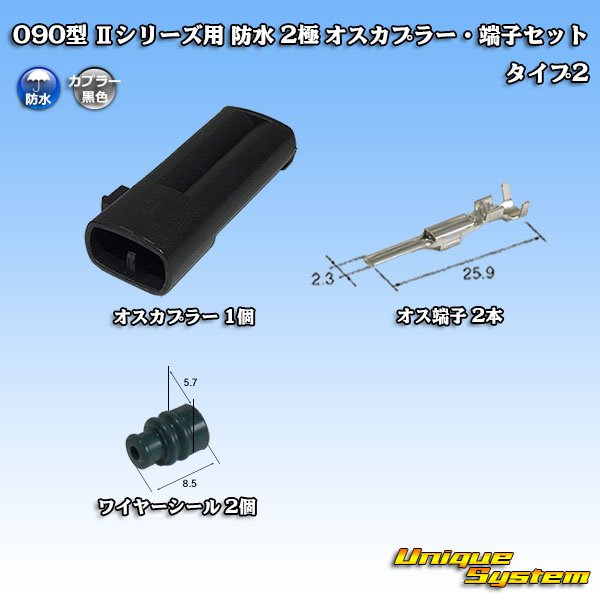 画像1: 矢崎総業 090型II 防水 2極 オスカプラー・端子セット(イグニッションコイル用/オスカプラーのみ非矢崎製) (1)